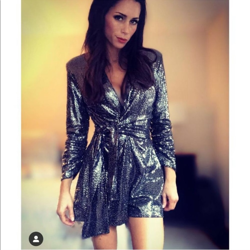 Zara Shiny Short Jumpsuit/Romper Blazer Long Sleev